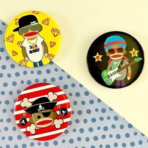 Set of 4 Colorful Sock Monkey Pins, Buttons, NWOT, pirate, rock & roll, rapper